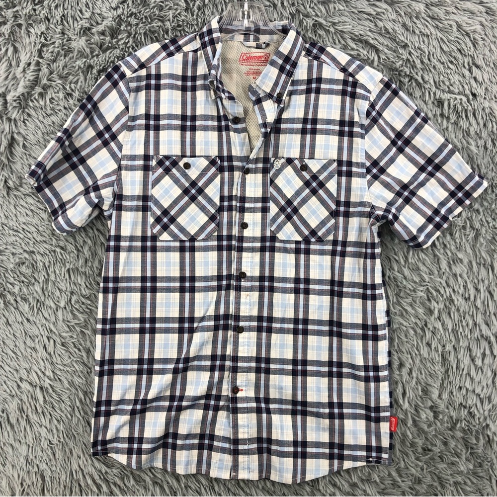 Coleman Shirt Mens Medium Vented Fishing Hunting Plaid Button Up